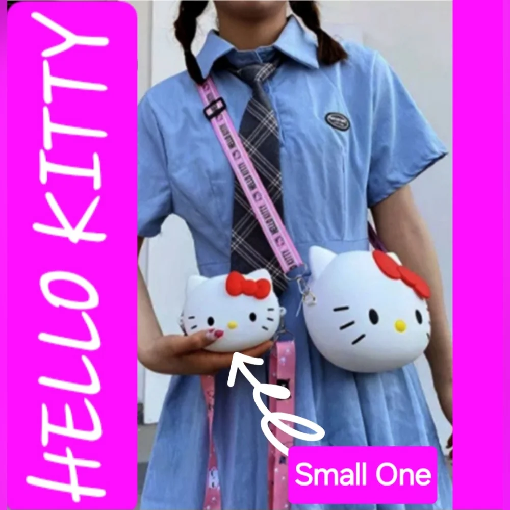 Hello Kitty Sanrio Silicone Crossbody Small Bag White Pink Strap L👀K 🐱 Sanrio